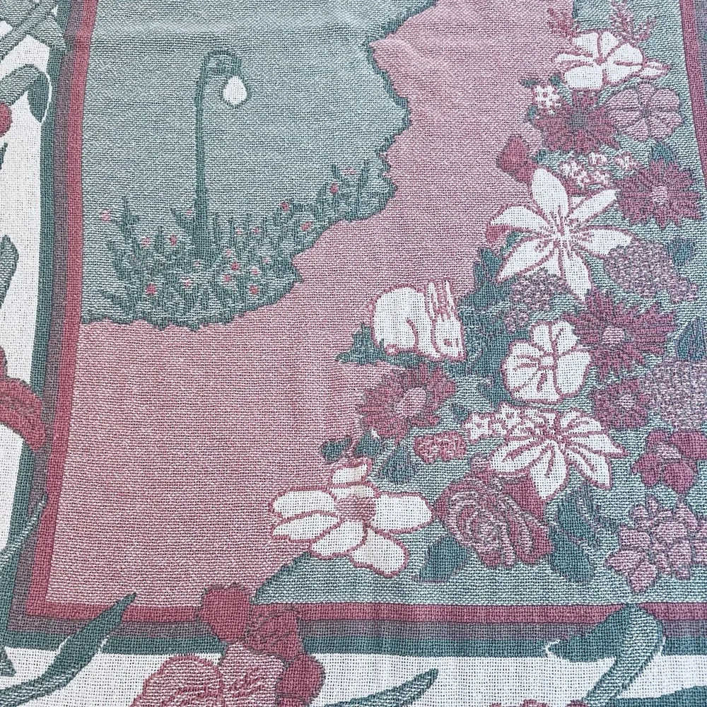 Cotton tapestry throw blanket Victorian house and garden scene 62